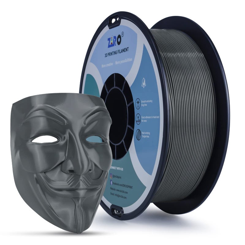 ZIRO PLA Filament 1.75mm, 3D Printer Filament, PLA PRO Basic Color Series 1.75MM 1KG(2.2lbs) Spool, Dimensional Accuracy +/- 0.03mm, Dark Gray - Image 1